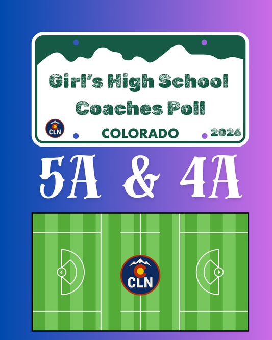 2026 Colorado girls lacrosse preseason rankings graphic featuring 4A and 5A high school poll results